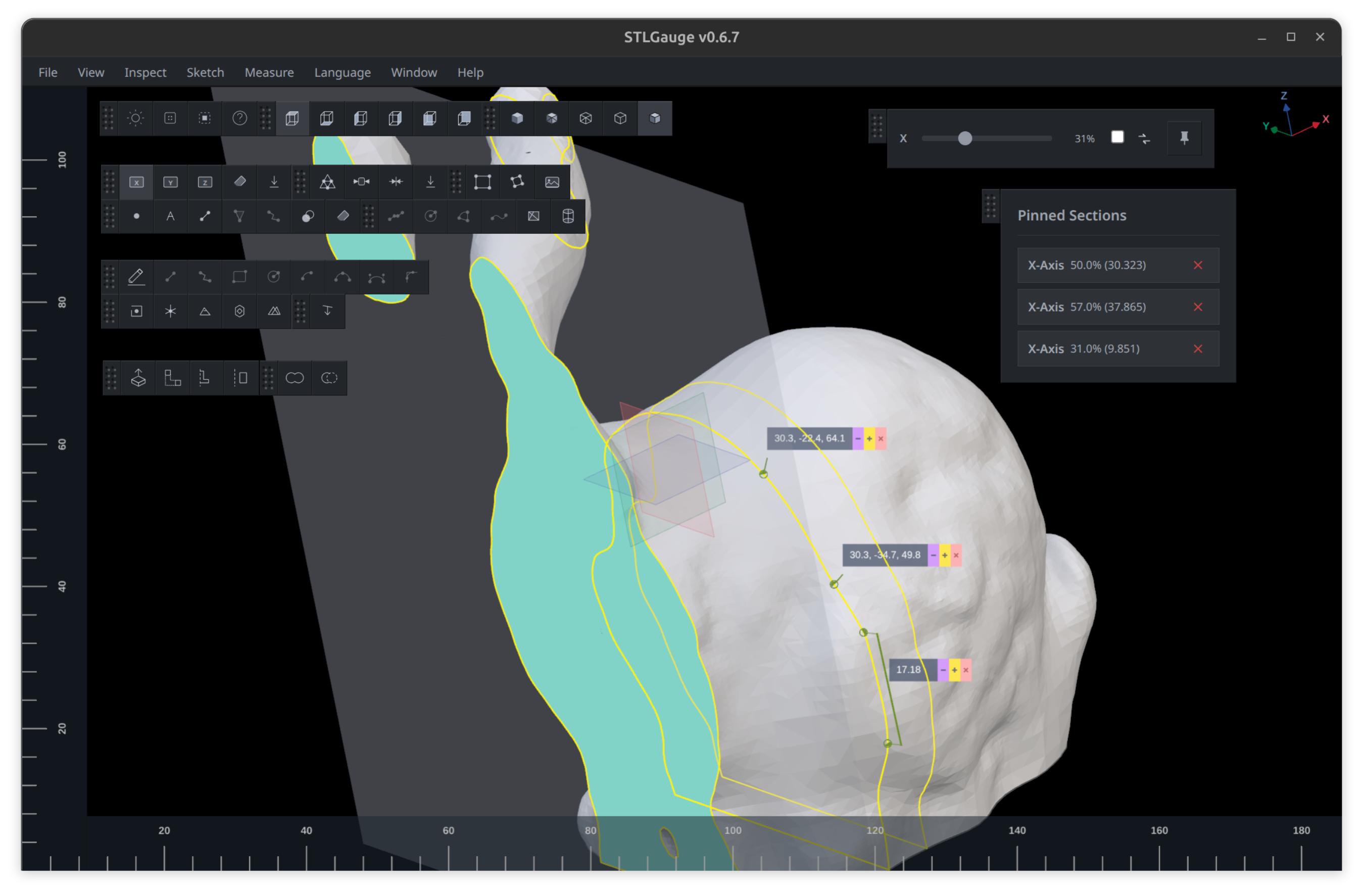 Sectioning with pinned callouts