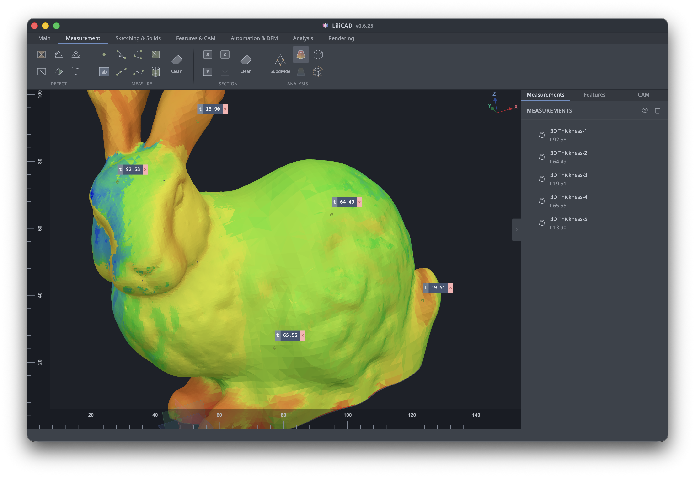 3D thickness analysis